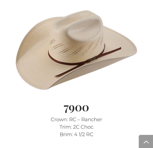 AMERICAN HAT COMPANY 7900 RANCHER STYLE STRAW HAT