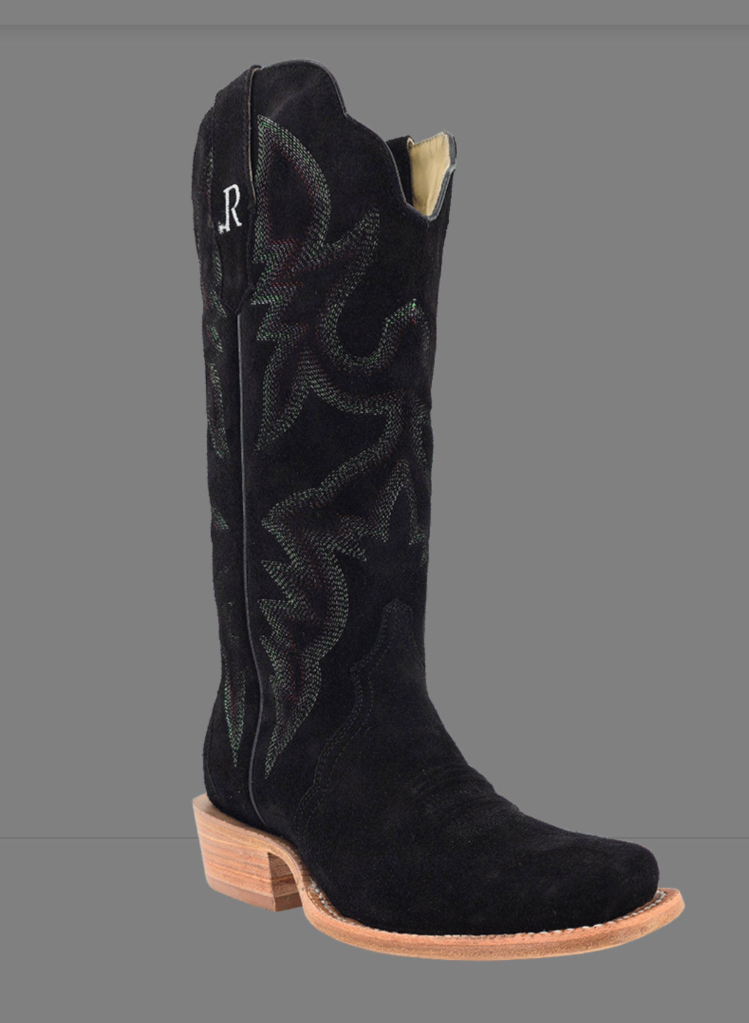R WATSON WOMENS NEW BLACK ROUGHOUT COWGIRL BOOT