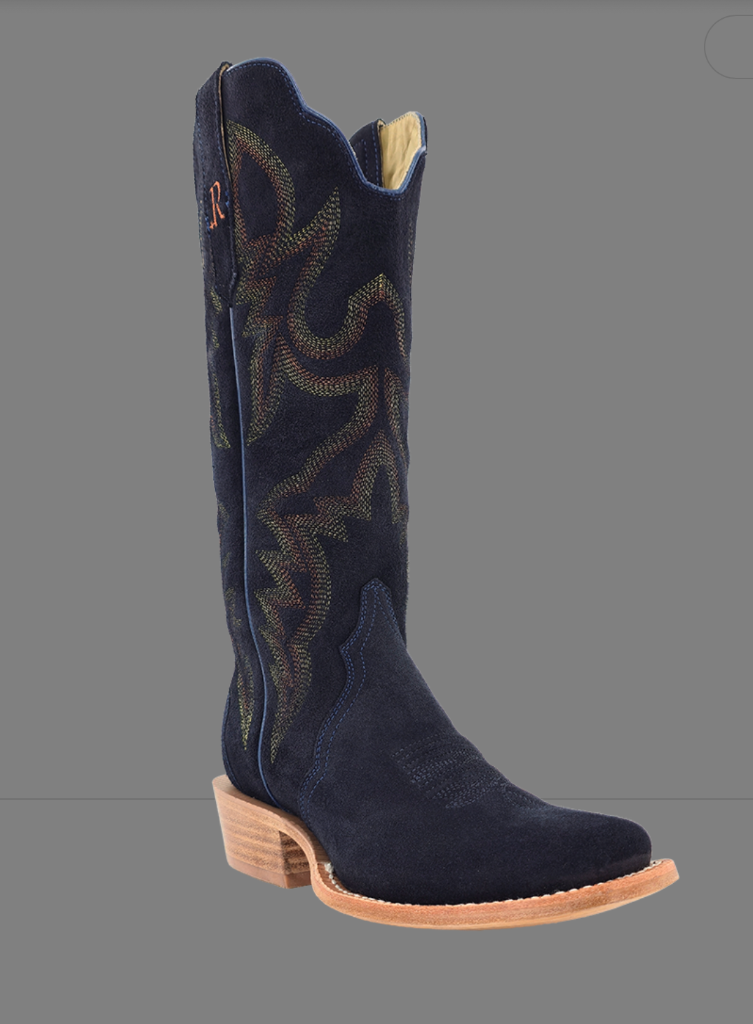 R WATSON WOMENS NEW MIDNIGHT BLUE ROUGHOUT COWGIRL BOOT