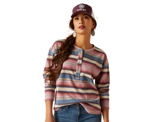 ARIAT WOMENS TERRY HENLEY SWEATSHIRT IN VARIOUS COLORS