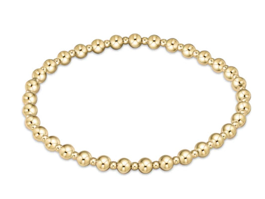 E NEWTON CLASSIC GRATEFUL PATTERN 4 MM BEAD BRACELET GOLD