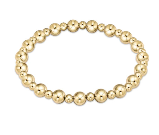 E NEWTON CLASSIC GRATEFUL PATTERN 6 MM BEAD BRACELET GOLD