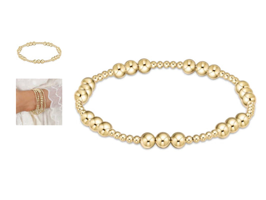 E NEWTON CLASSIC JOY PATTERN 5 MM BEAD BRACELET GOLD