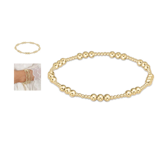 E NEWTON CLASSIC JOY PATTERN 4MM GOLD BEADED BRACELET