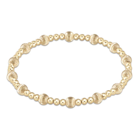 E NEWTON DIGNITY SINCERITY PATTERN 6 MM BEAD BRACELET GOLD