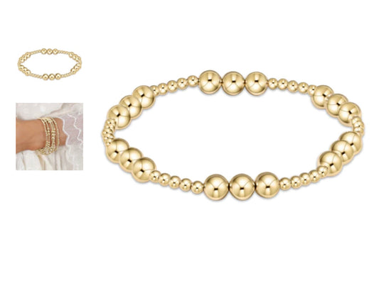 E NEWTON CLASSIC JOY PATTERN 6 MM BEAD BRACELET GOLD