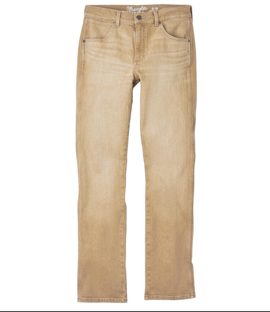 WRANGLER MENS RETRO SLIM STRAIGHT KHAKI JEANS