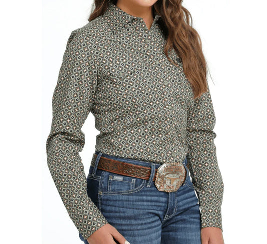 CINCH WOMENS LONG SLEEVE PRINT BUTTON UP