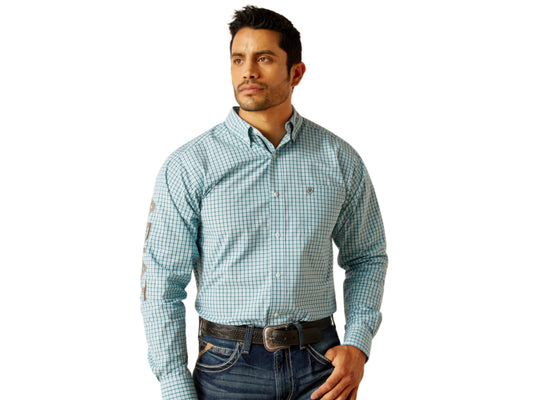 ARIAT MENS PRO TEAM GRAYCEN FITTED LONG SLEEVE SHIRT