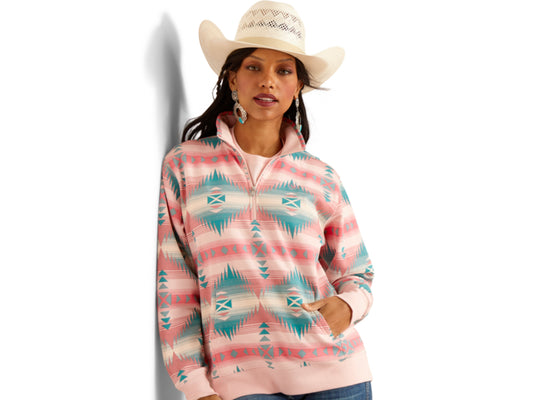 ARIAT WOMENS 1/2 ZIP SWEATSHIRT IN TIFFANY PRINT