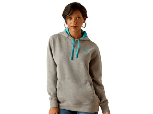 ARIAT WOMENS EQUIPMENT HOODIE IN HEATHER GREY