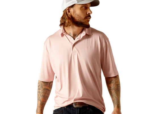 ARIAT MENS CHARGER 2.0 SHORT SLEEVE POLO IN PINK DAISY