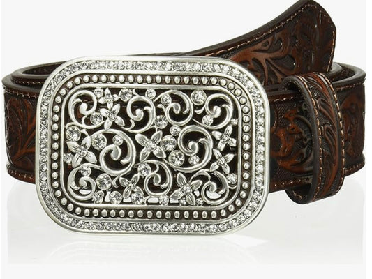 ARIAT BY M&F 1 1/2” RS FILLAGREE DARK BROWN BELT