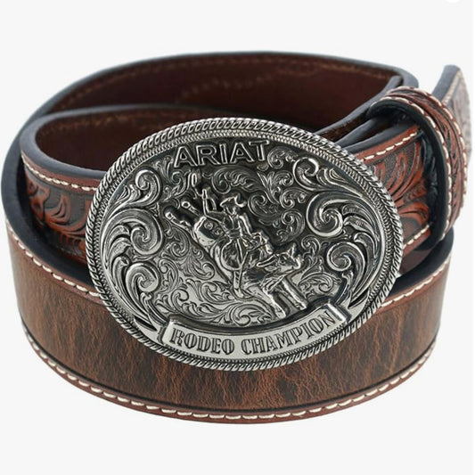 ARIAT BY M&F BOYS 1 1/4” FLORAL RODEO CHAMPION BELT