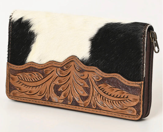 AMERICAN DARLING COWHIDE AND HAND TOOLED LEATHER WALLET