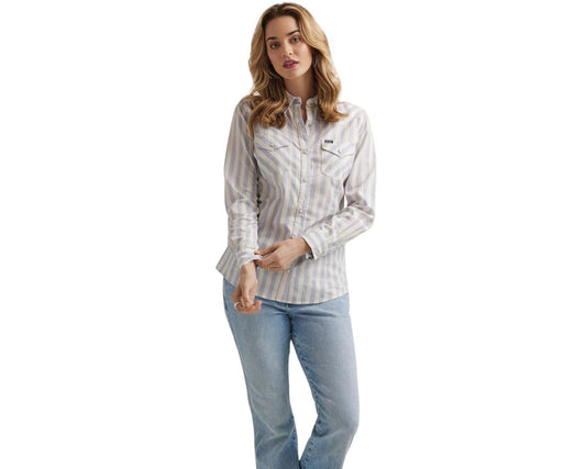 WRANGLER WOMENS RETRO DRESS TOP IN BLUE /WHITE