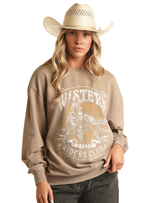 ROCK & ROLL DENIM WESTERN OVERSIZED SWEATSHIRT