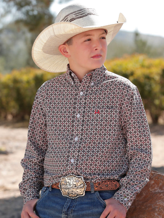 CINCH BOYS LONG SLEEVE PRINT ARENAFLEX SHIRT