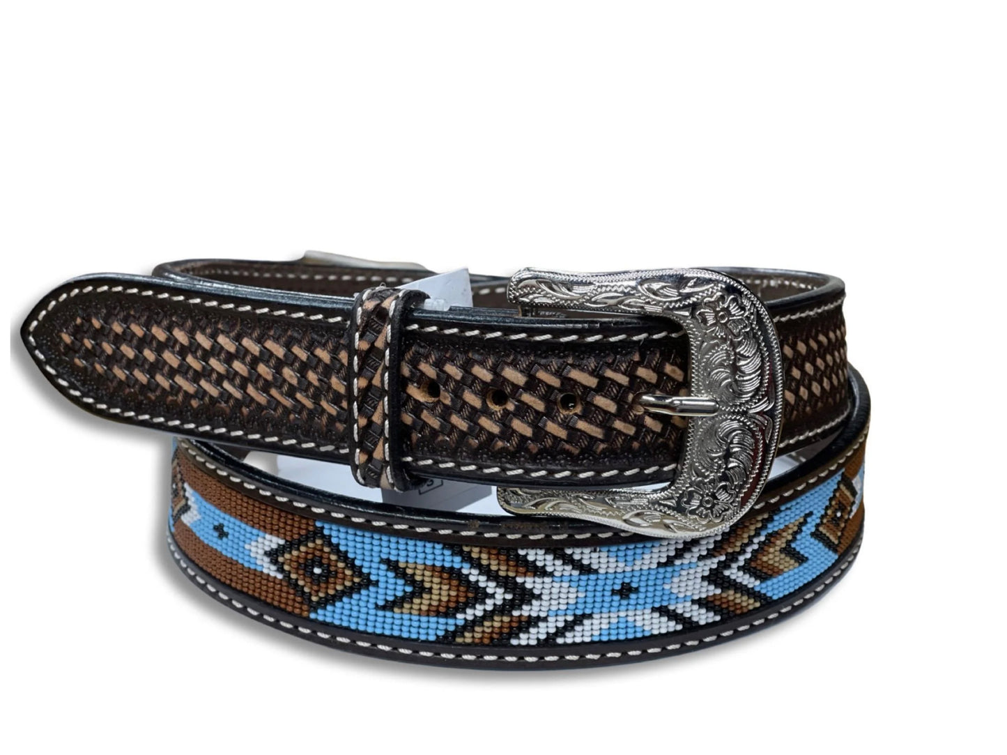 TWISTED X BLUE AND BROWN BEADED BELT