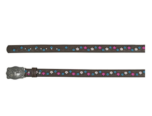 TRENDITIONS CATCHFLY GIRLS DARK BROWN W/FLORAL EMBROIDERY BELT