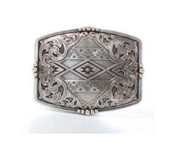 NOCONA MENS RECTANGLE AZTEC FLORAL BUCKLE
