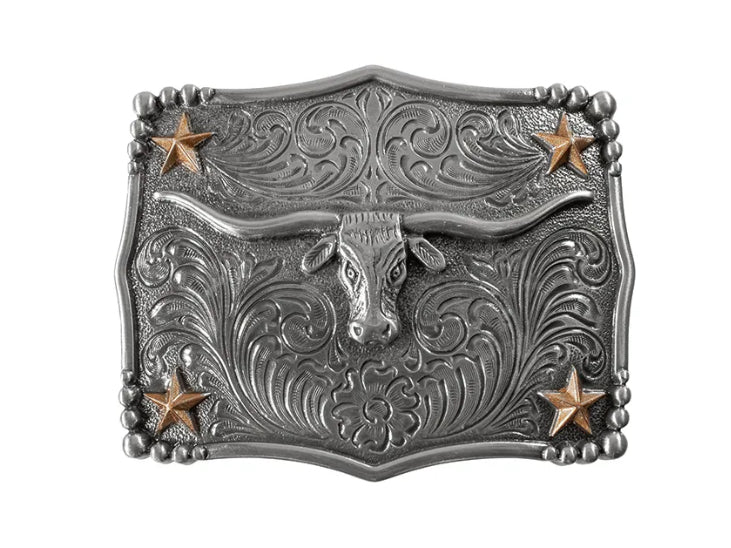 NOCONA MENS BUCKLE RECTANGLE SCALLOPED LONGHORN