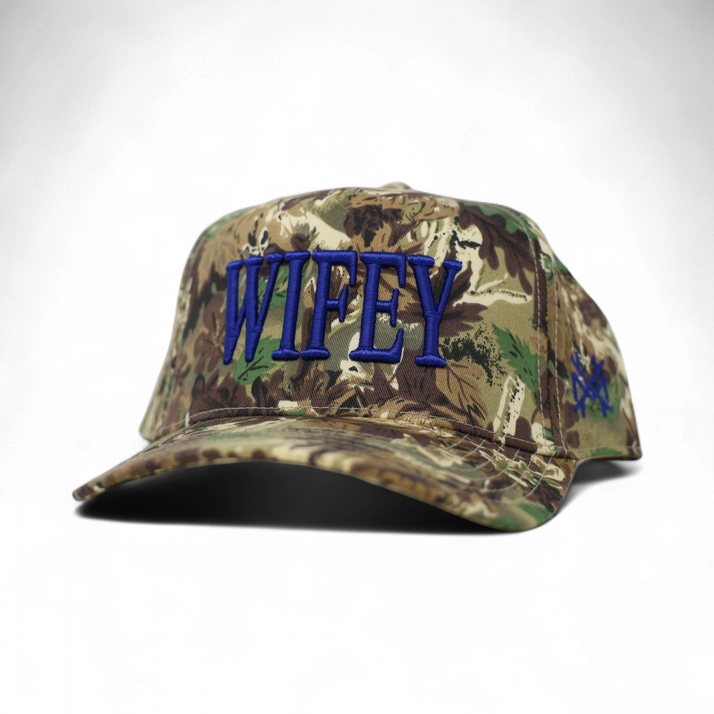 The Mad Hatter Co - Wifey Trucker Hat: Retro Black with Blue Thread