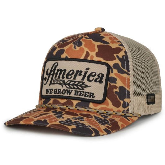 American Cattle Co - We Grow Beer Hat-Old School Camo