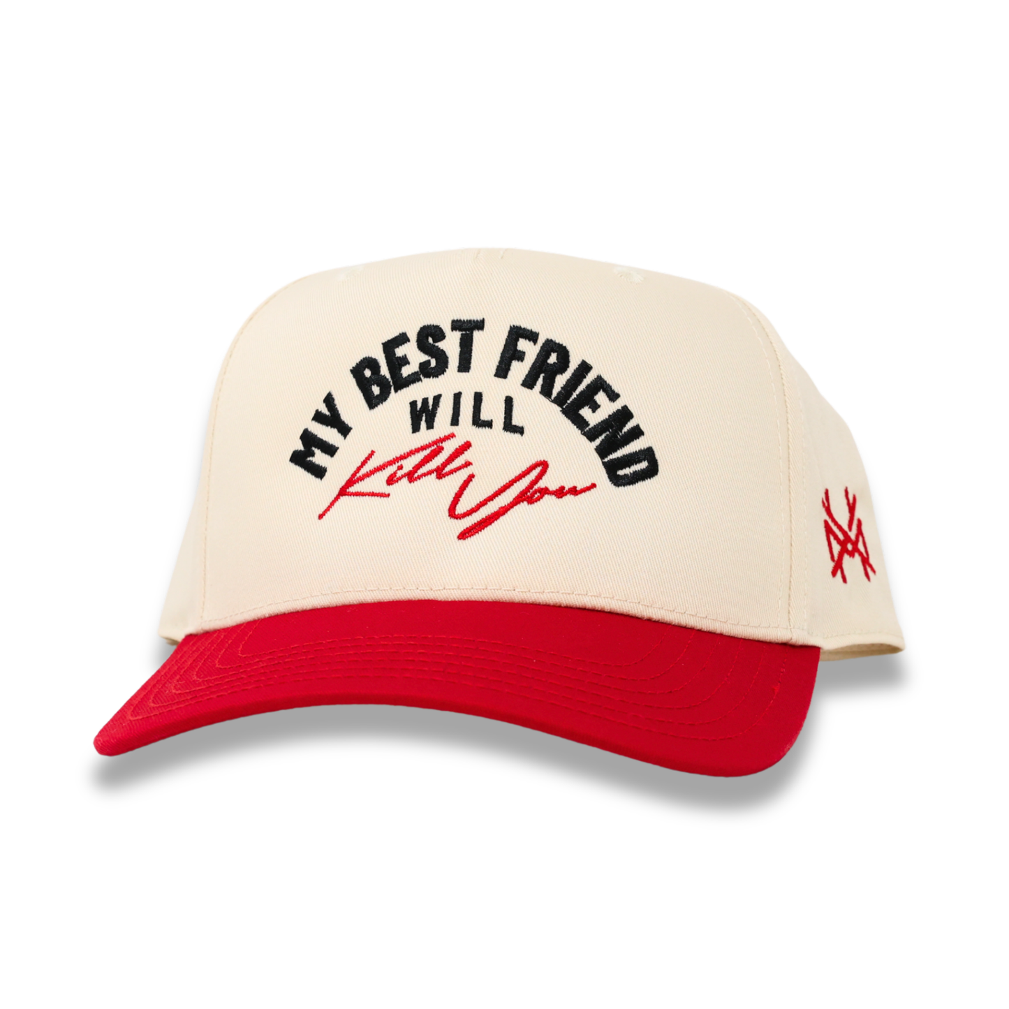 The Mad Hatter Co - My Best Friend Will Kill You Funny Trendy Trucker Hat: Retro White