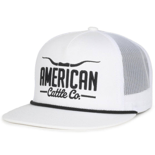 American Cattle Co - Longhorn Hat: White/Black