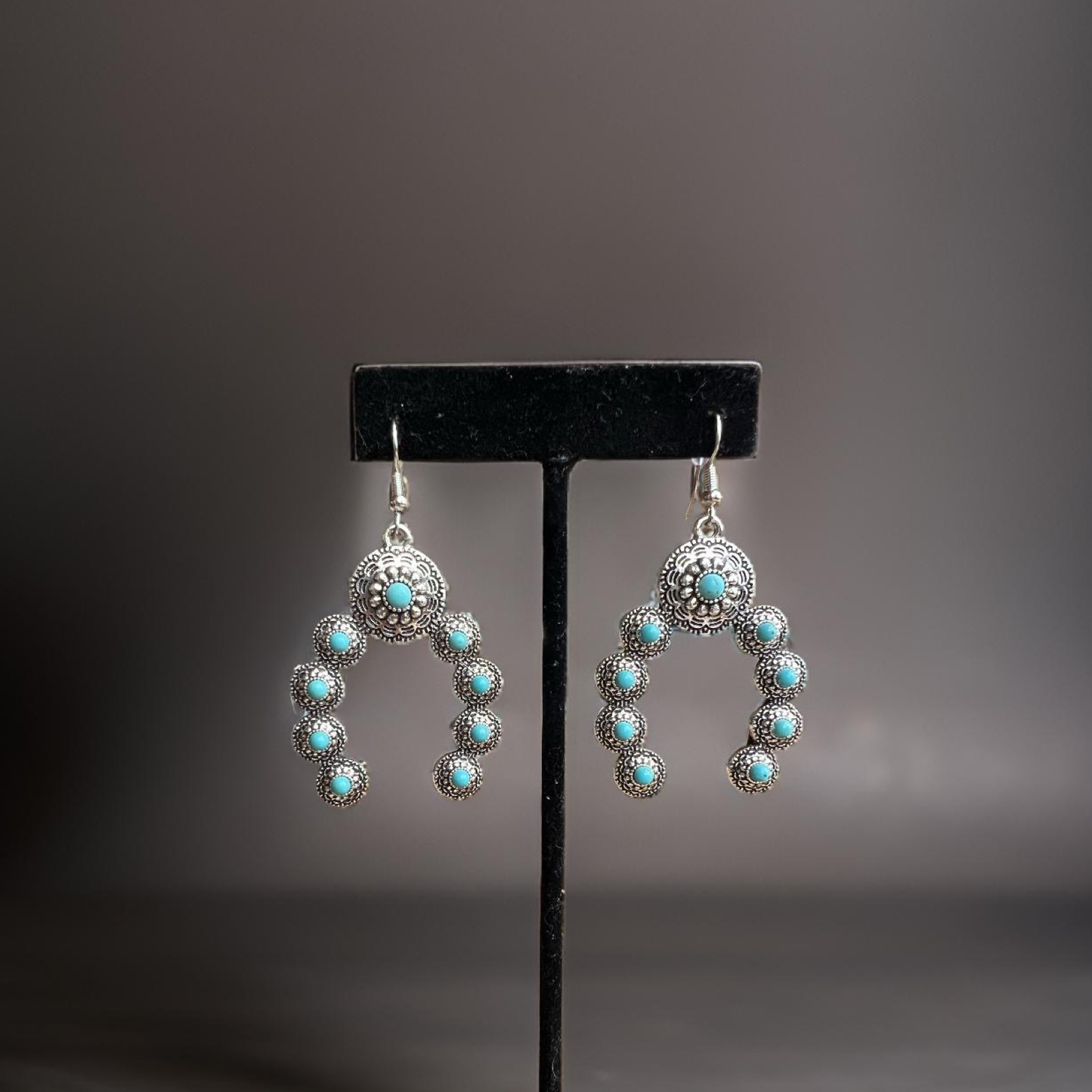 Westrian International - Squash Blossom Naja Western Faux Turquoise Earrings: Turquoise