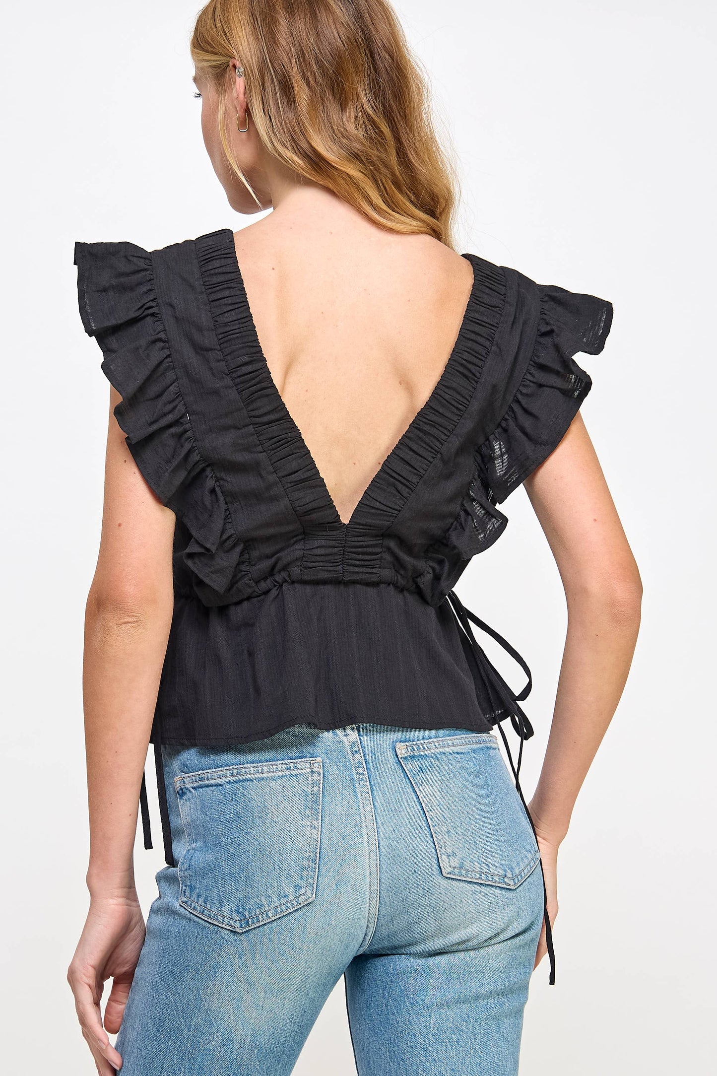 Strut & Bolt - Smocked Detail Ruffle Top: FLAMINGO PINK