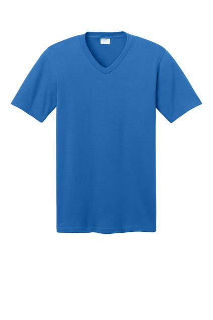 Print The Dream - Port & Company Core Cotton V-Neck Tee: Navy / XL
