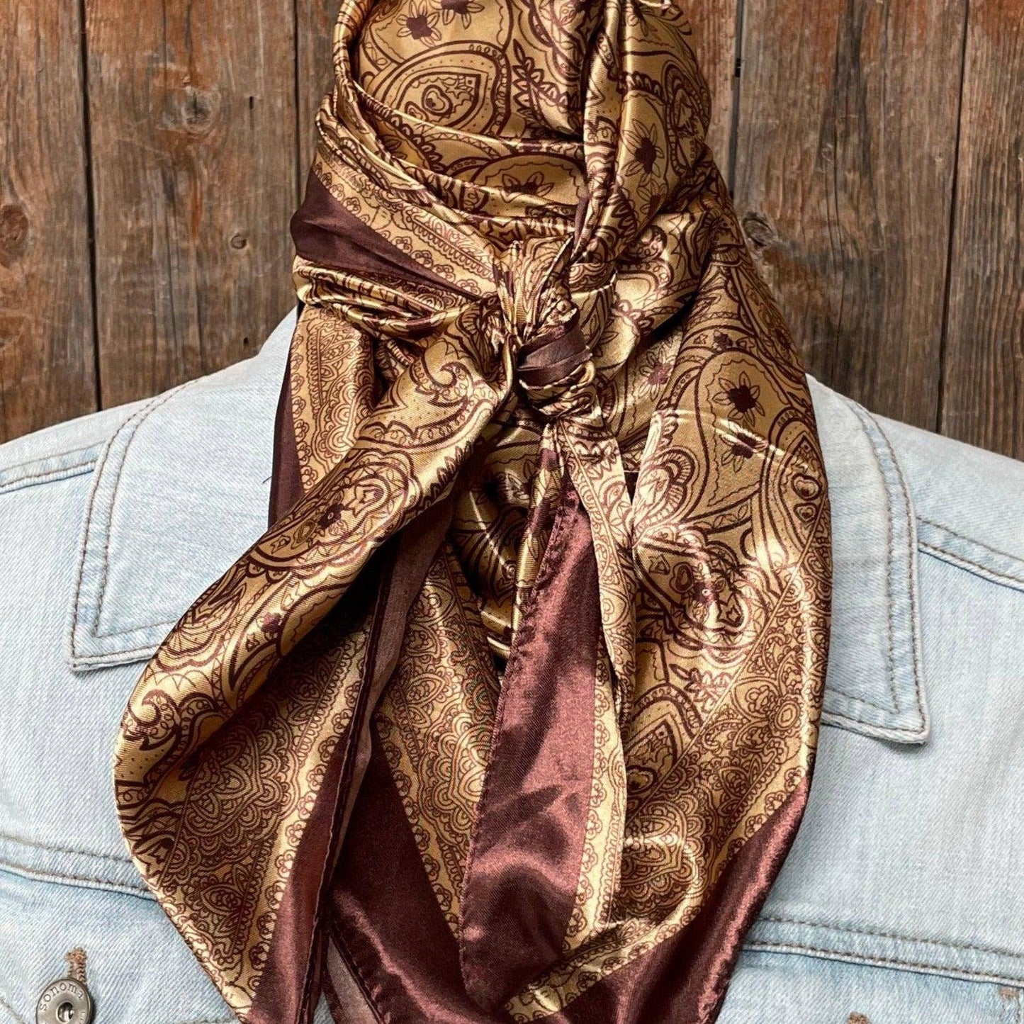 Rodeo Drive - 35X35"  Earth Tones Paisley Wild Rag/Scarf WR3402