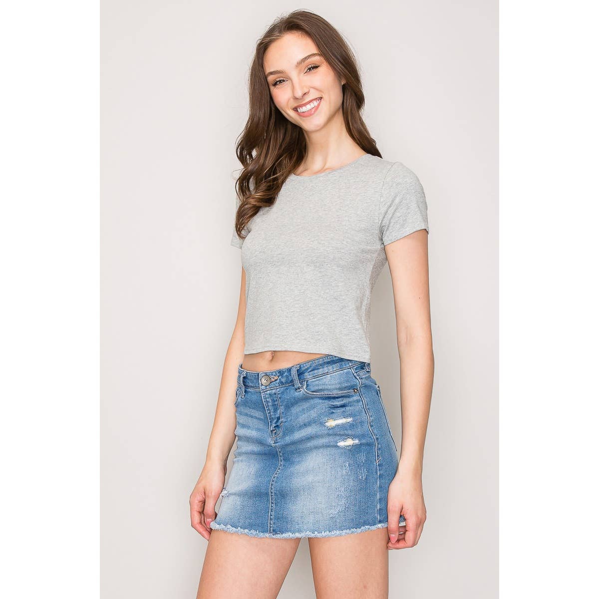 Popular 21 - Short Sleeve Crew Neck Classic Basic Casual Tee: Navy / S-M-L(2-2-2)