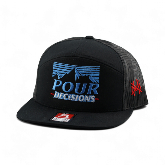 The Mad Hatter Co - Pour Decisions Trucker Hat: 7 Panel Black