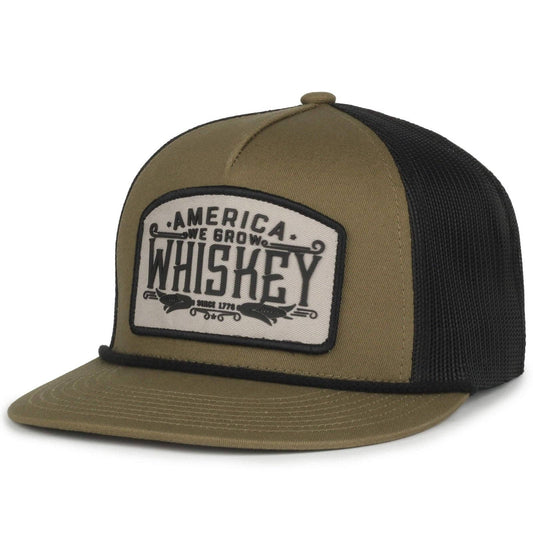 American Cattle Co - We Grow Whiskey Hat - Flat: Olive