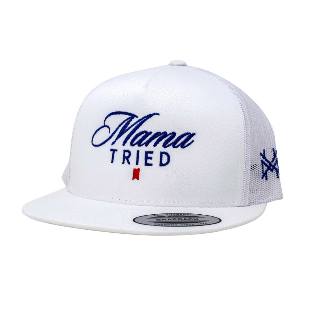 The Mad Hatter Co - Mama Tried Ultra: Flat Bill White with Blue Rope