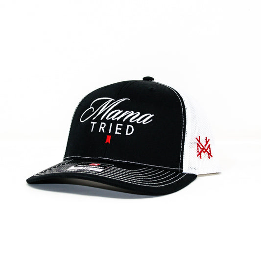 The Mad Hatter Co - MHC Mama Tried Ultra Trucker Hat: 112 Richardson Black/White