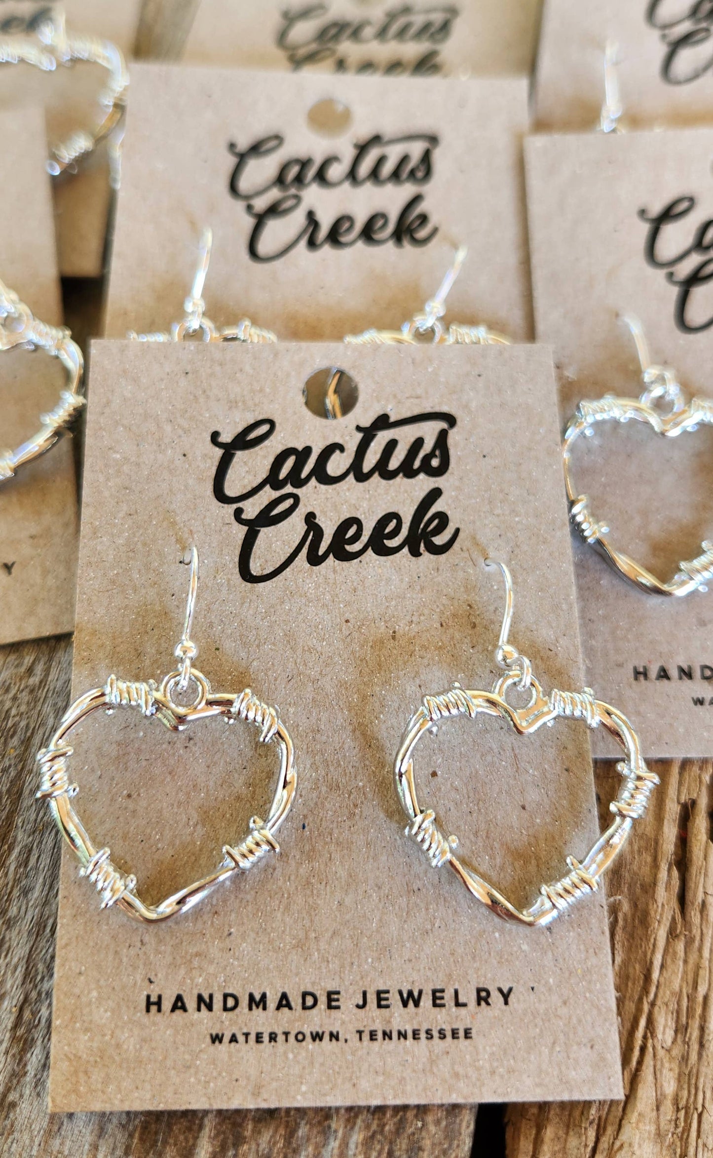 Cocklebur Clothing Co. - Barbed Wire Heart Earrings
