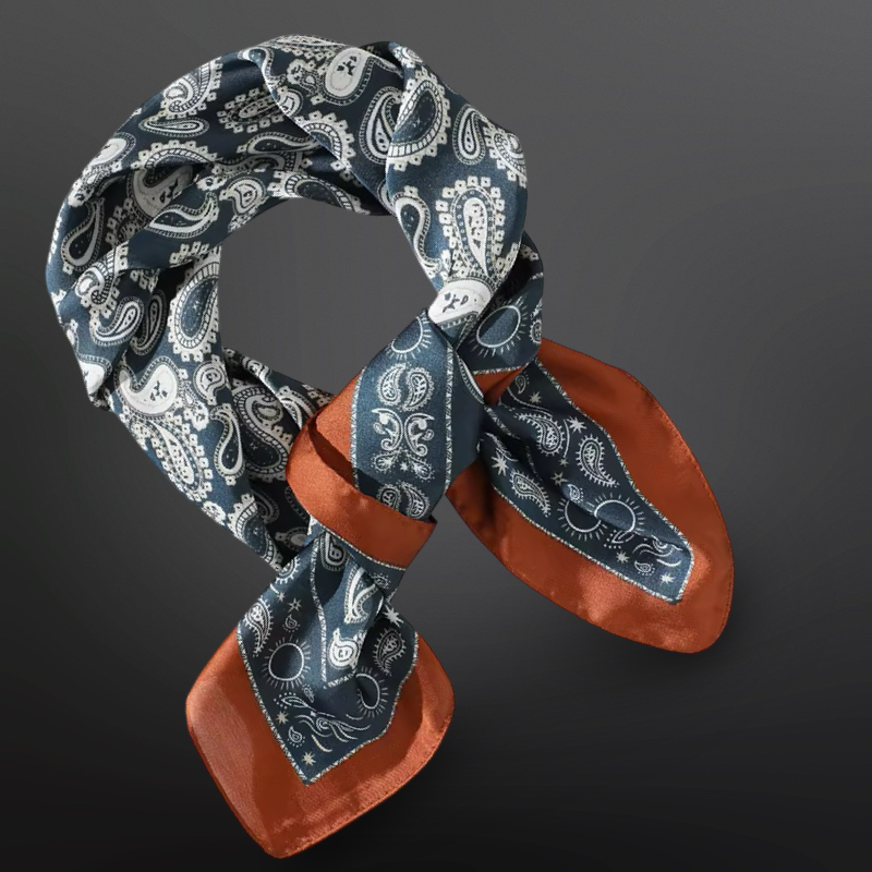 Westrian International - Western Paisley Bandana Print Silk  Scarf - 100% Silk