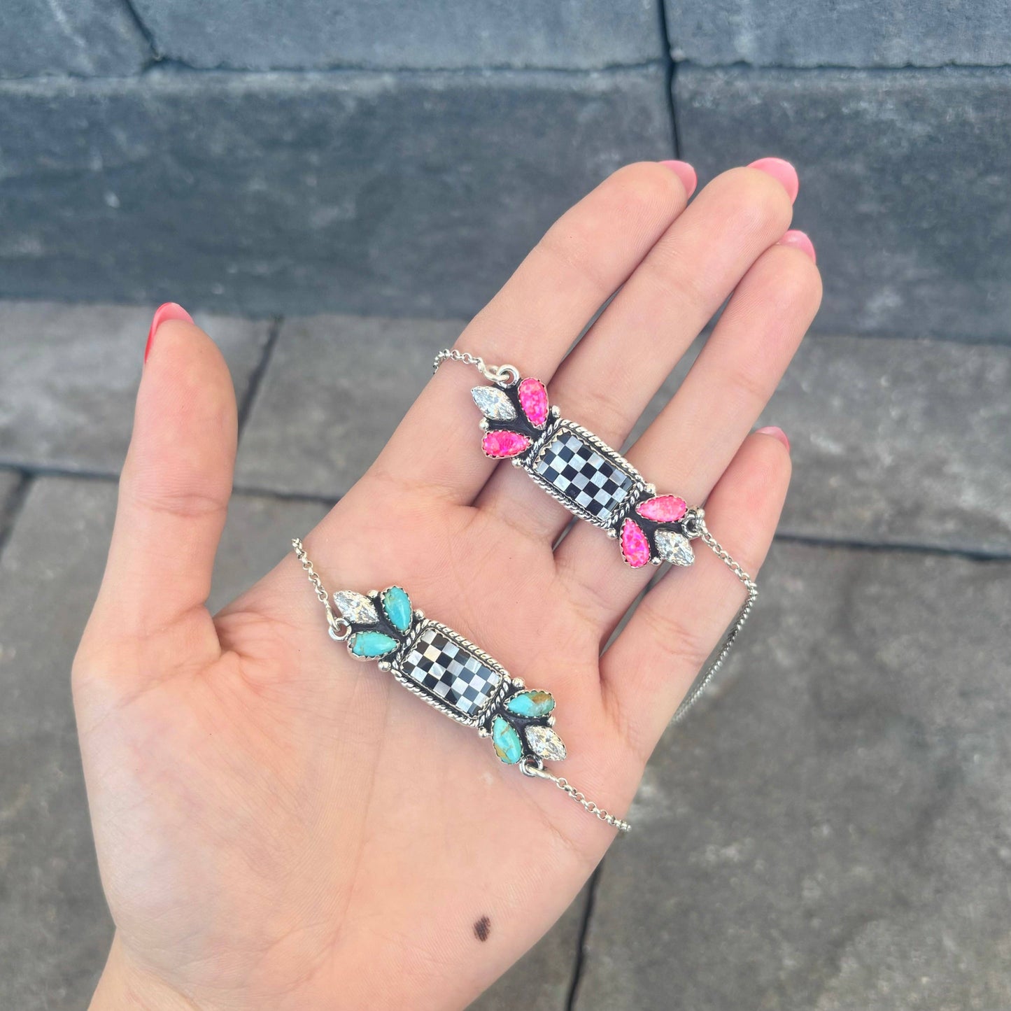 Krush Kandy - Mini Stone & Checkered Necklaces | PREORDER NOW OPEN: Neon Pink Opal