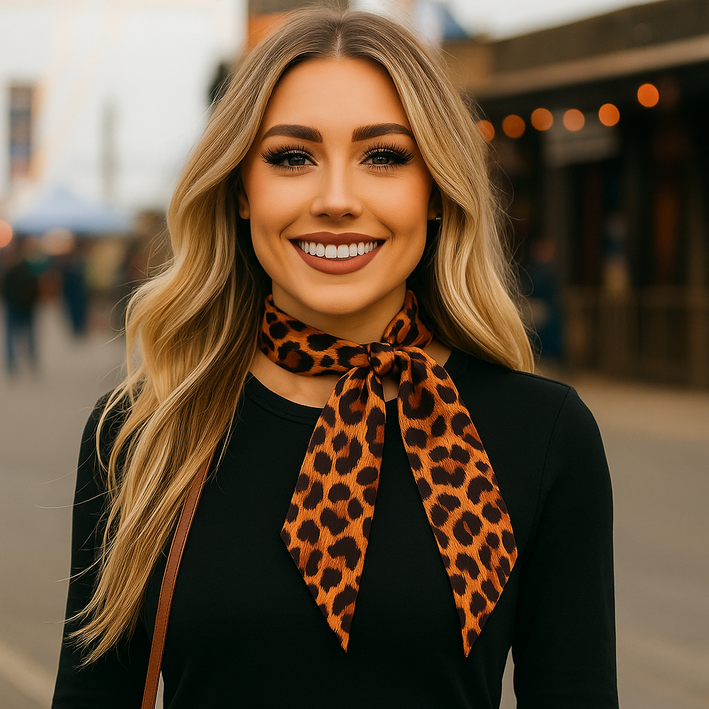 Rodeo Drive - Brown and Black Western Skinny Mini Wild Rag Scarf / Cowgirl Necktie #TW114