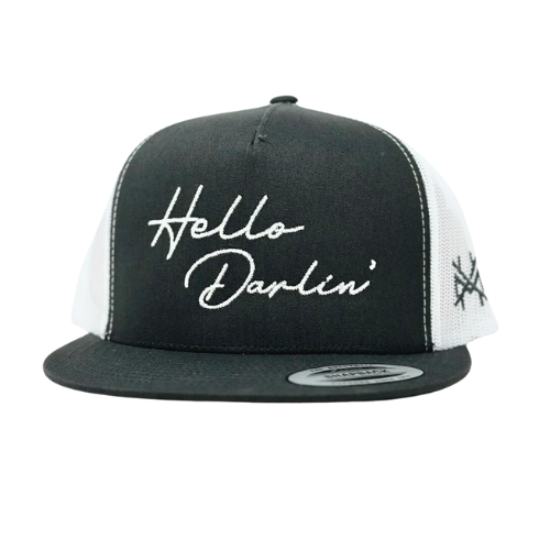 The Mad Hatter Co - Hello Darlin Trucker Hat: Flat Bill Charcoal/White
