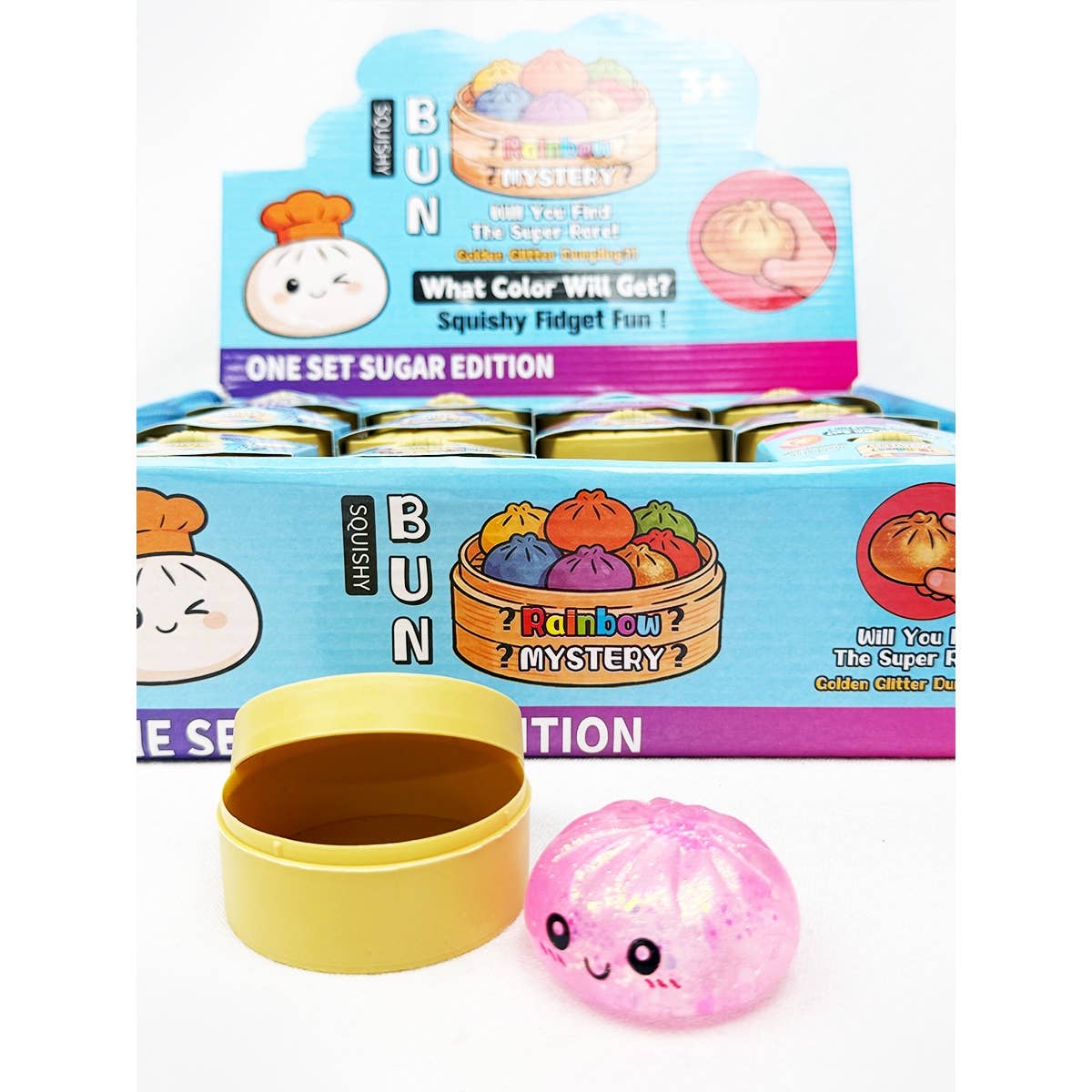 Love and Repeat - 24pcs Mini Glitter Dumpling Squishy with Steamer: MIX COLOR / ONE(24)