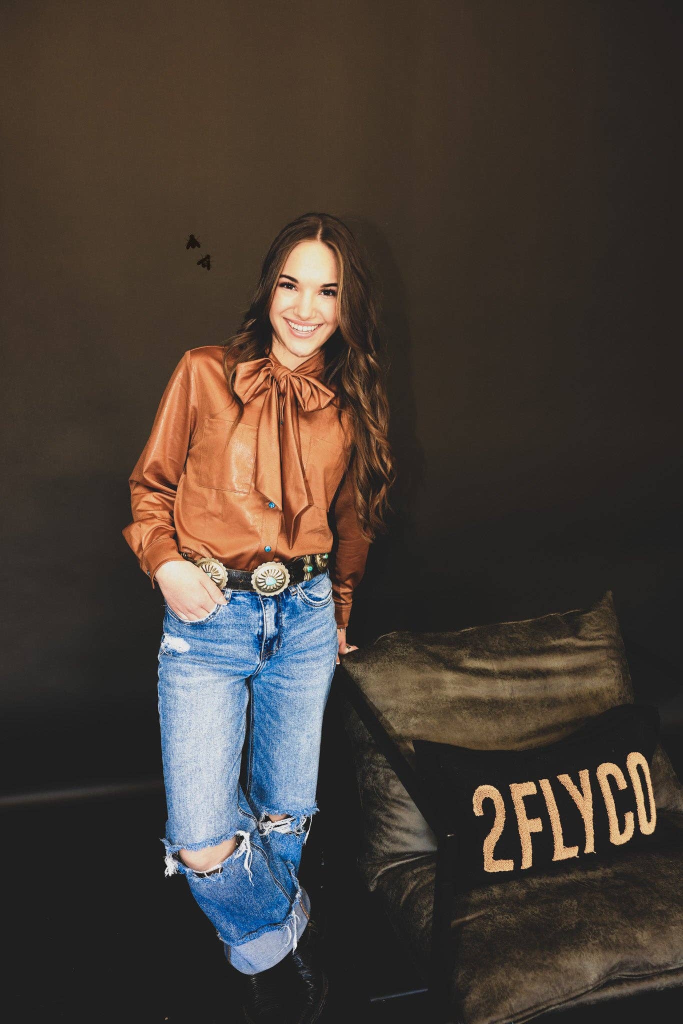 2 Fly Co - LEATHER OUTLAW TOP *SADDLE: 2X