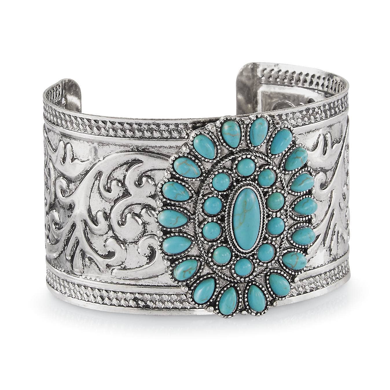 Back in the Saddle - Western Statement Turquoise Concho Cuff
