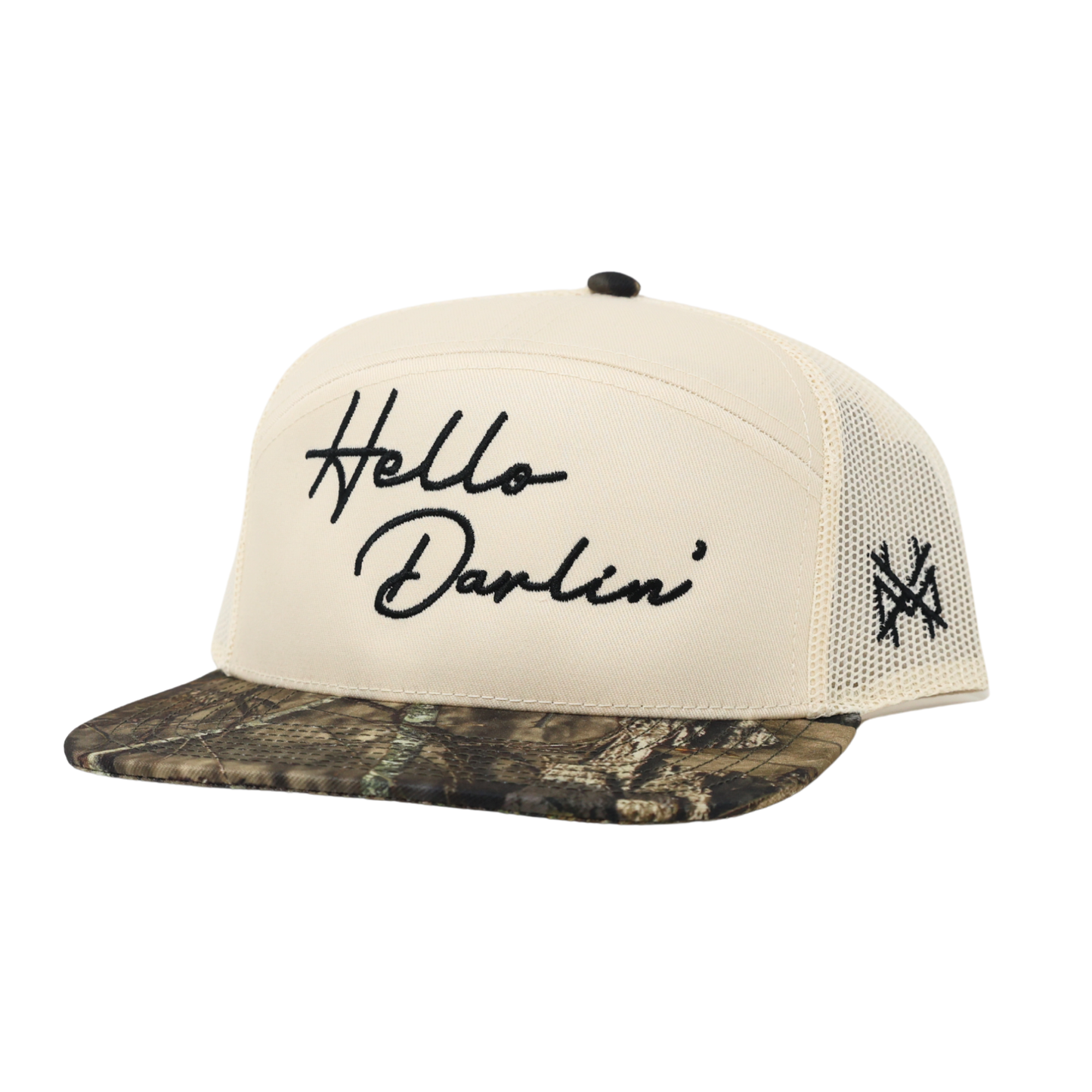 The Mad Hatter Co - Hello Darlin Trucker Hat: Flat Bill Charcoal/White