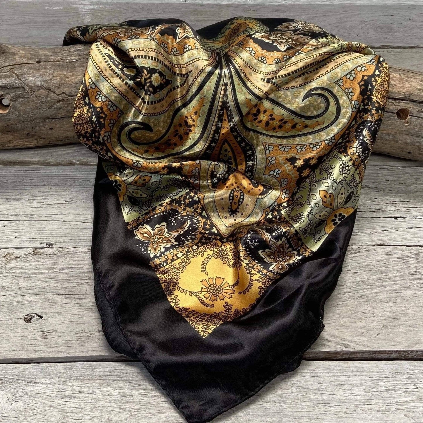 Rodeo Drive - 35X35" Golden Rod Paisley Wild Rag/Scarf WR3