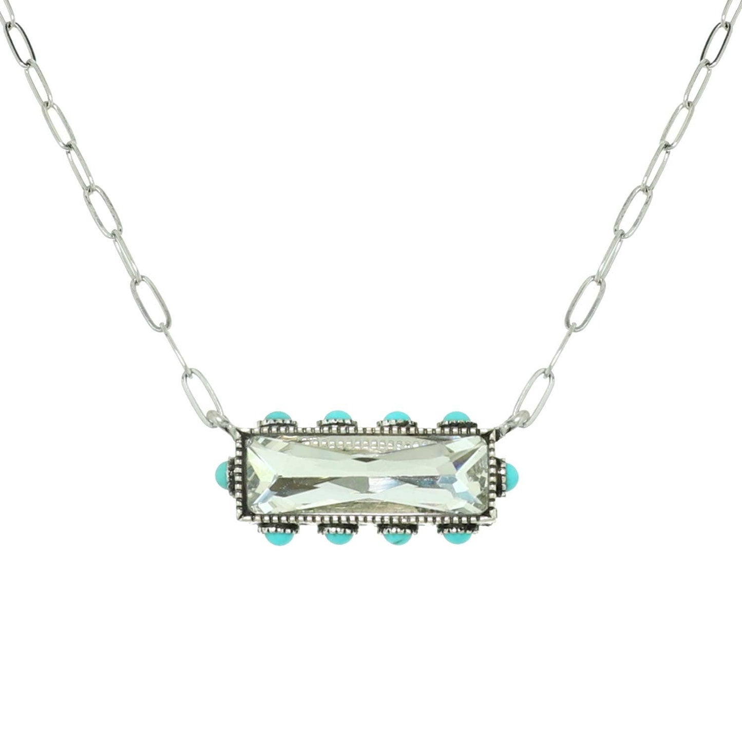 SP Sophia Collection - Western Horizontal Bar Gemstone Necklace: Blue
